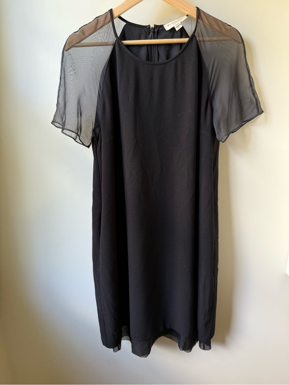 BURBERRY Sheer Sleeve Black Shift Dress Dark Academia Quiet Luxury Minimalist 12
